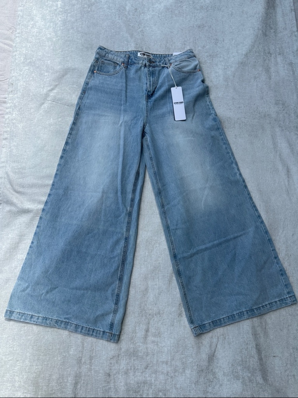 Steve Madden Washed Light Blue Wide Leg Flare Jeans